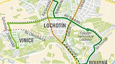 Na map je zobrazeno, kudy by trolejbusy mohly v budoucnu jezdit po Severním...
