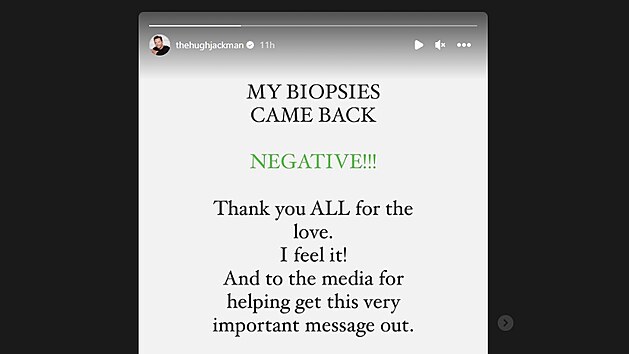 Hugh Jackman potil fanouky na Instagramu negativnmi vsledky biopsie (duben 2023).