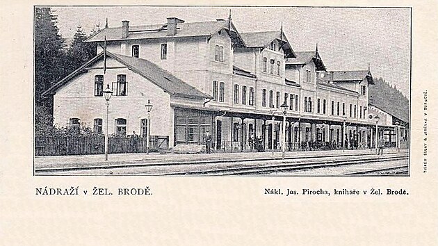 Stanice Železný Brod na dobové pohlednici