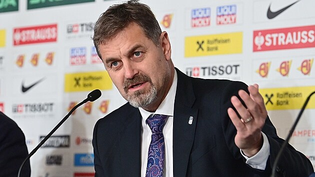 Viceprezident IIHF a šéf organizačního výboru MS 2024 Petr Bříza na tiskové... Viceprezident IIHF a šéf organizačního výboru MS 2024 Petr Bříza na tiskové...