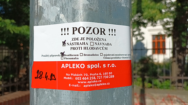 <p>Na umístění nástrah proti potkanům v Bubenči upozorňují tabulky.</p>