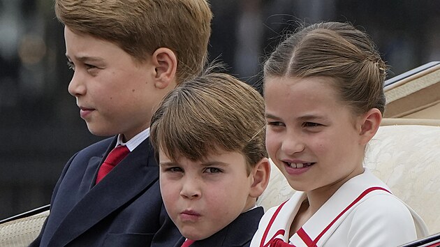 Princ George, princ Louis a princezna Charlotte na oslavch Trooping the Colour (Londn, 17. ervna 2023)