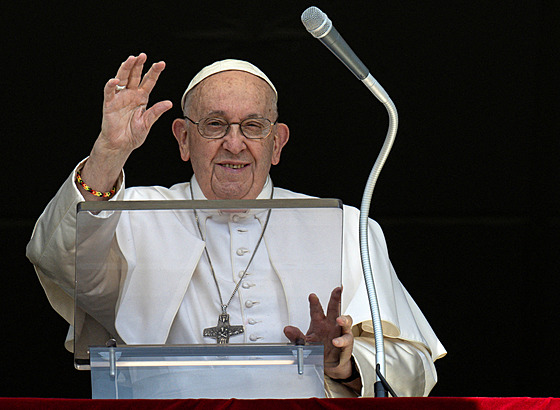 Pape Frantiek vede modlitbu na Svatopetrském námstí. (9. ervence 2023)