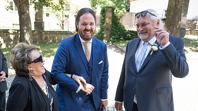 Jiřina Bohdalová, Marek Ciccotti a Pavel Skřípal (Praha, 8. července 2023)