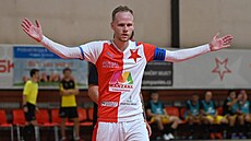 Kapitán slávistických futsalist Jan Homola naal sezonu gólem.