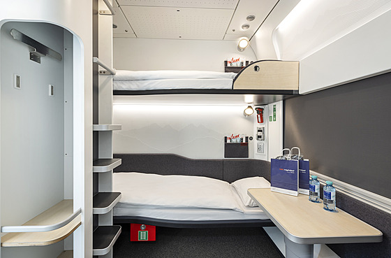 Interiér nového spacího vagonu noního vlaku Nightjet
