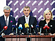 Karel Havlek, Andrej Babi a Alena Schillerov na tiskov konferenci hnut...