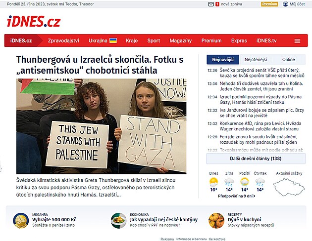 Skutečný vzhled webu iDNES.cz