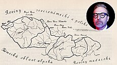 Jedna z map Viktora Dvorského s jeho pedstavou podoby pováleného...