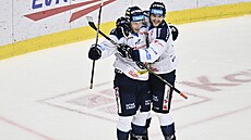 Liberetí Martin Fako-Rudá (vpravo) a Jakub Rychlovský se radují z gólu.