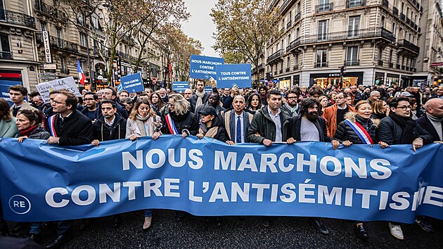 Pochod proti antisemitismu v Pai (12. listopadu 2023)