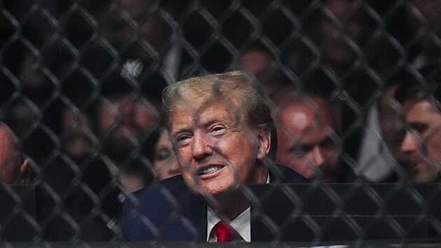 Donald Trump sleduje zápasy v hledišti Madison Square Garden.