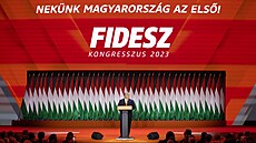Maarský premiér Viktor Orbán na sjezdu strany Fidesz (18. listopadu 2023)