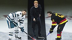 Princ Harry na hokejovém zápase Vancouver Canucks proti San Jose Sharks...