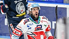 Tomáš Hyka z Pardubic slaví gól. Tomáš Hyka z Pardubic slaví gól.