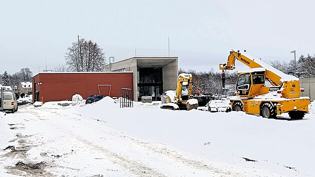 Stavba nové nádražní budovy v Aši.