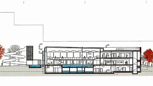 Studie projektu na rozšíření městského aquaparku Koupelky o krytý pětadvacetimetrový bazén.