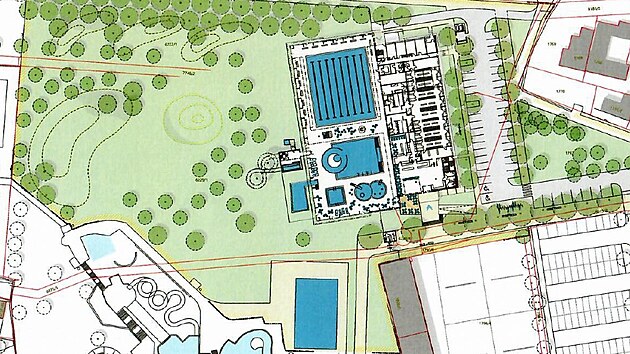 Studie projektu na rozšíření městského aquaparku Koupelky o krytý pětadvacetimetrový bazén.