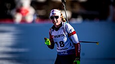 Markéta Davidová v cíli stíhacího závodu v Lenzerheide.