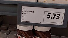 Nutella prodávající se v obchod v Lublani ve Slovinsku. (1. prosince 2023)