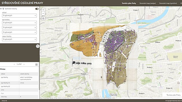 Mapová aplikace přibližuje, jak vypadalo osídlení ve středověké Praze