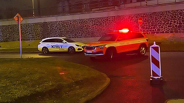 Odčerpávání vody z protipovodňové vany v Ústí nad Labem. (6. ledna 2024)