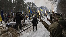Poheb ukrajinského vojáky Svjatoslava Romanuka v Kyjev (3. ledna 2024)