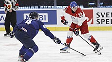 eský kapitán Jií Kulich v akci v utkání o bronz proti Finsku.