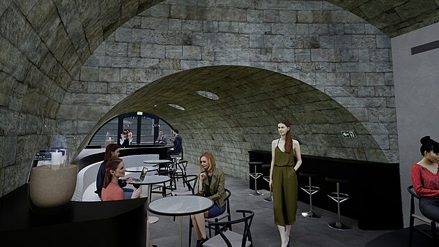 Vizualizace přeměny pivovarských sklepů na kulturní bar v Lázních Bělohradě