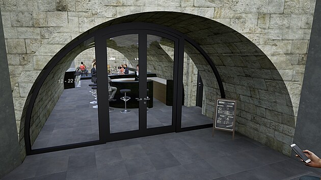 Vizualizace přeměny pivovarských sklepů na kulturní bar v Lázních Bělohradě