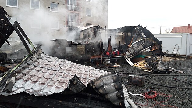 Karavan v Budčevsi zcela zničil výbuch tlakové lahve. (14. ledna 2024)