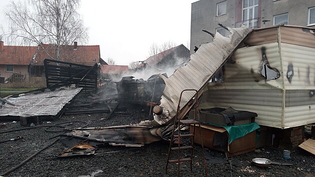 Karavan v Budčevsi zcela zničil výbuch tlakové lahve. (14. ledna 2024)