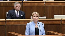 Slovenská prezidentka Zuzana aputová vystoupila v Národní rad s projevem k...