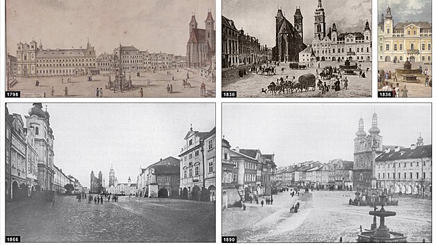 Jak šel čas na Velkém náměstí v Hradci Králové.