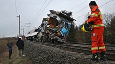 Nehoda vlaku v Dolní Lutyni u Karviné, pi ní o ivot piel strojvedoucí. (25. ledna 2024)