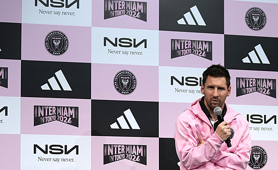 Lionel Messi na tiskové konferenci ped zápasem Interu Miami v Tokiu. (6. února...