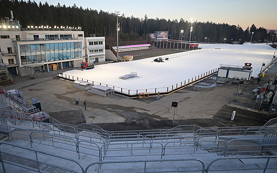 Pohled na stadion v Novém Mst na Morav, kde probhne biatlonové MS.