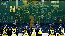 Hokejová 2. liga Slovan Ústí - Piráti Chomutov, únor 2024. Slovan Ústí ped...
