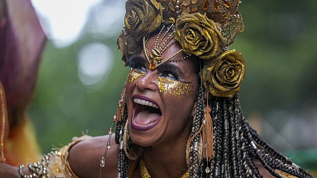 Raquel Potov na karnevalu v Riu de Janeiru v kostmu (4. nora 2024)