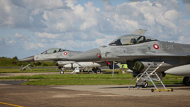 Sthaka F-16 na dnsk leteck zkladn Skrydstrup (21. srpna 2023)