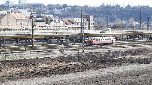 Výstavba v okolí nádraží na Smíchově (24. února 2024)