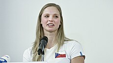 Plavkyn Simona Kubová na tiskové konferenci k ukonení aktivní sportovní...