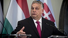 Maarský premiér Viktor Orbán na tiskové konferenci summitu zástupc zemí V4...