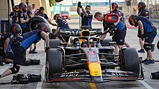 Max Verstappen z Red Bullu na pedsezonních testech v Bahrajnu.