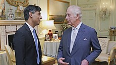 Britský premiér Rishi Sunak a král Karel II. na setkání v Buckinghamském paláci...