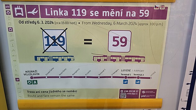 Autobusy linky 119 budou nahrazeny trolejbusovou linkou 59