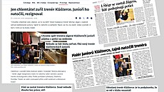 Kauzu propírala vechna média, zde titulky z MF DNES a iDNES.cz.