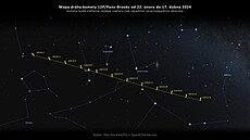 Snímek komety 12P/Pons-Brooks Petra Horálka z Fyzikálního ústavu v Opav - mapa...