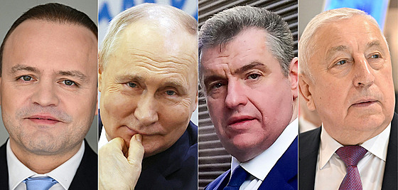 Kandidáti na ruského prezidenta. Zleva: Vladislav Davankov, Vladimir Putin,...