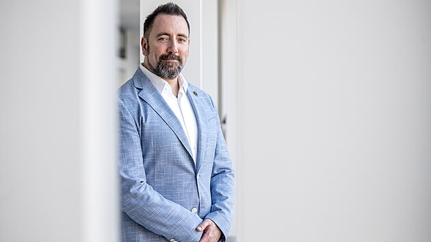 Igor Červený, vedoucí oddělení pro podporu distančního vzdělávání PedF UK a projektový koordinátor spin-offu Futurebooks (13. března 2024)